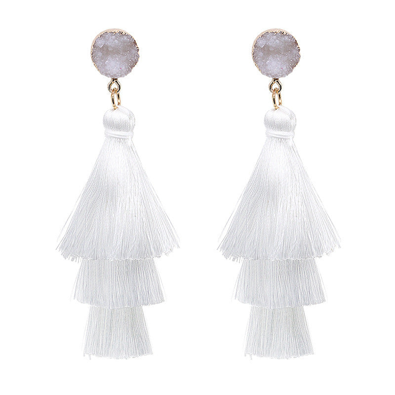 Wholesale Retro Geometric Beach Holiday Exaggerated Rattan Earrings